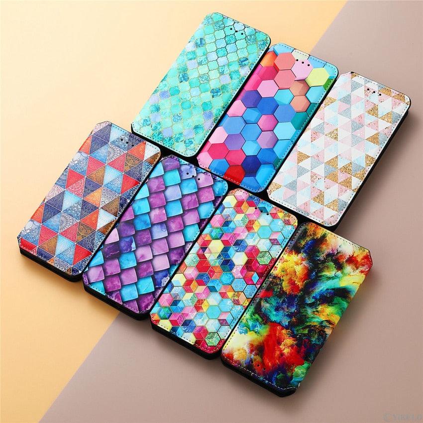 Premium Multicolored Flip Wallet Case for iPhone