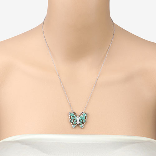 Collier en Émeraude et Zircon Blanc de 2,60 Carats