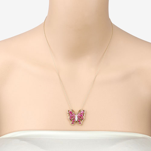 Collar de Rubí Genuino de 2.88 Quilates y Circonitas Blancas en Plata Esterlina