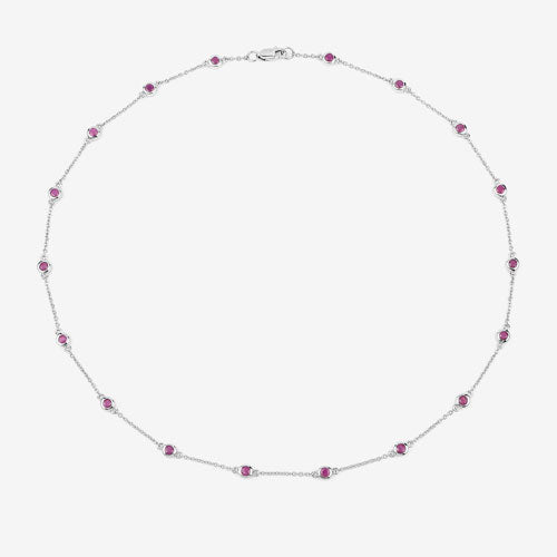 2.34 Carat Genuine Ruby Necklace in .925 Sterling Silver