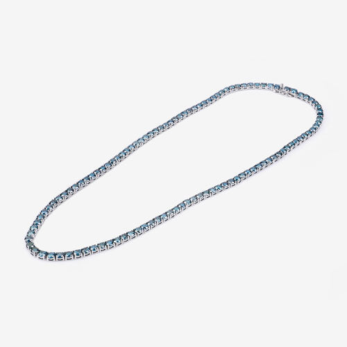 33.24 Carat Genuine Blue Diamond Necklace in 14K White Gold