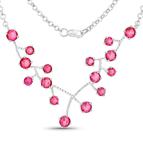Collier en topaze rose véritable de 7,92 carats en argent sterling
