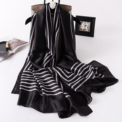 Luxury Long Silk Scarf for Women - Elegant Floral Print