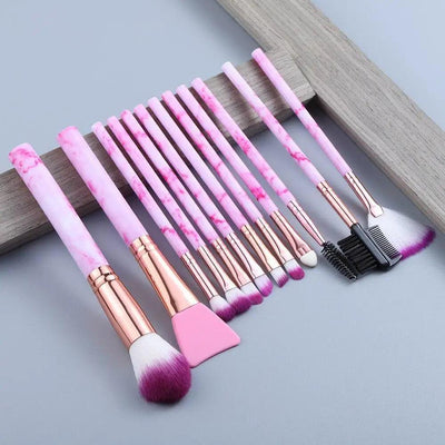 Luxurious 12/8/5-Piece Eye and Lip Makeup Brush Set with Comb and Sponge - Korvel