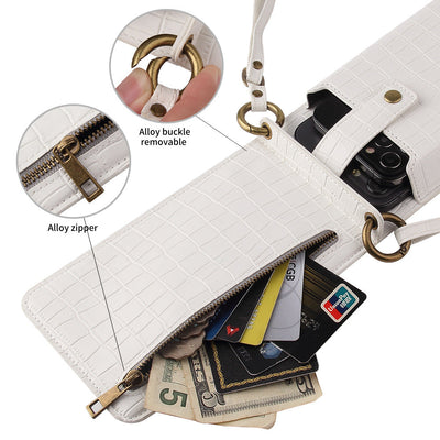 New Multi Function Messenger Vertical Retro Mini One-Shoulder Crocodile Pattern Coin Purse Mobile Phone Bag - Korvel