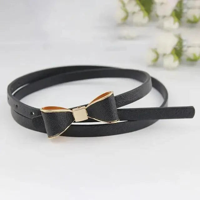 Ceinture Slim en Cuir PU avec Nœud pour Femmes - Style Rétro
