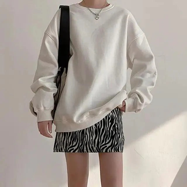 Premium Vintage Solid Fleece Sweatshirt for Women