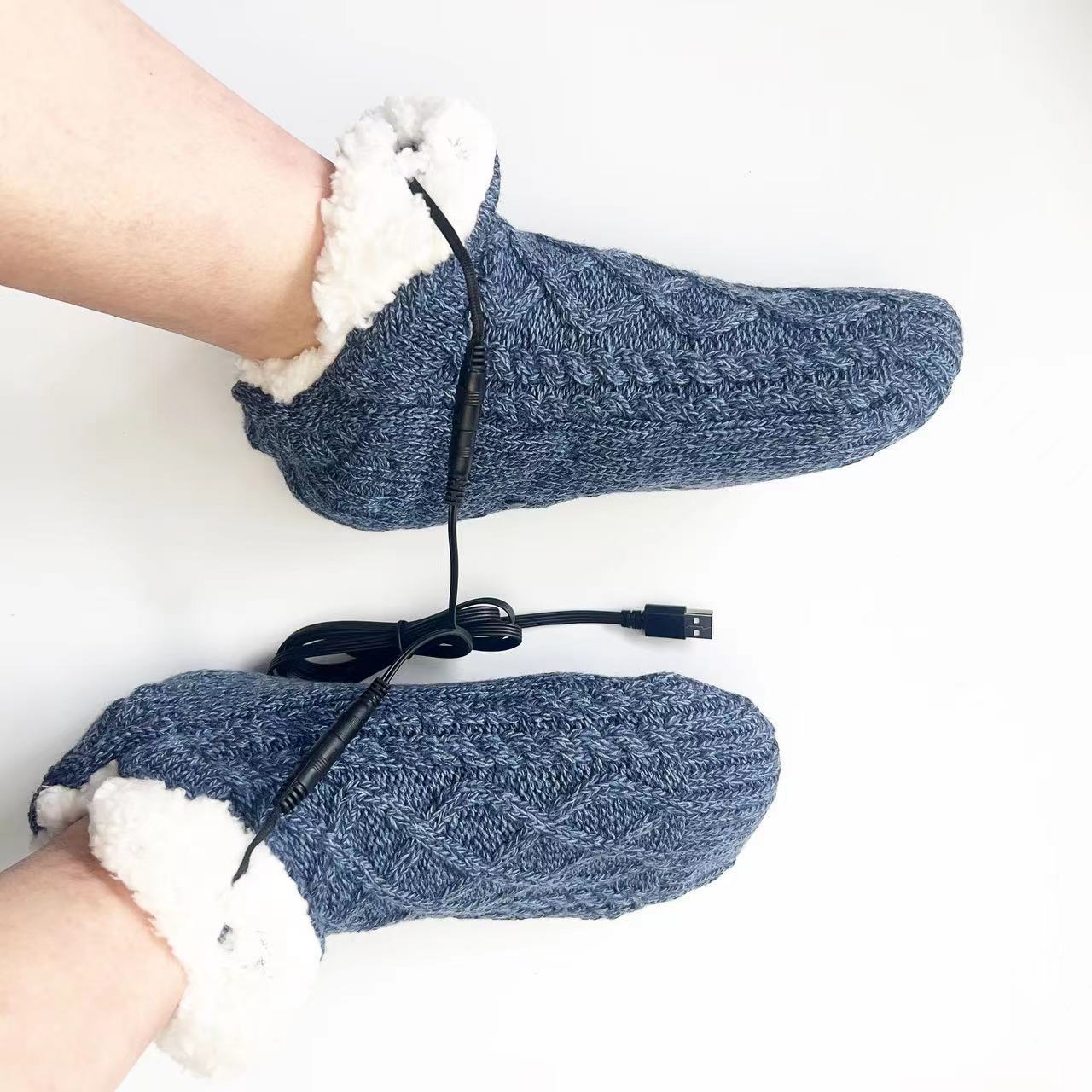 New USB Foot Warmer Home Electric Floor Socks Winter Home Foot Protection Warm Christmas Socks - Korvel