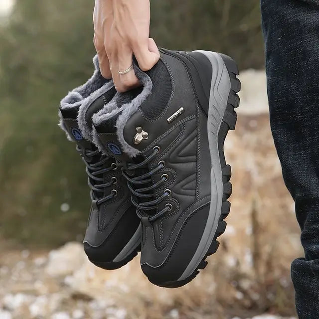 New winter sports shoes for men, outdoor shoes with plush insulation, cotton shoes, lightweight hiking shoes, oversized hiking shoes - Korvel