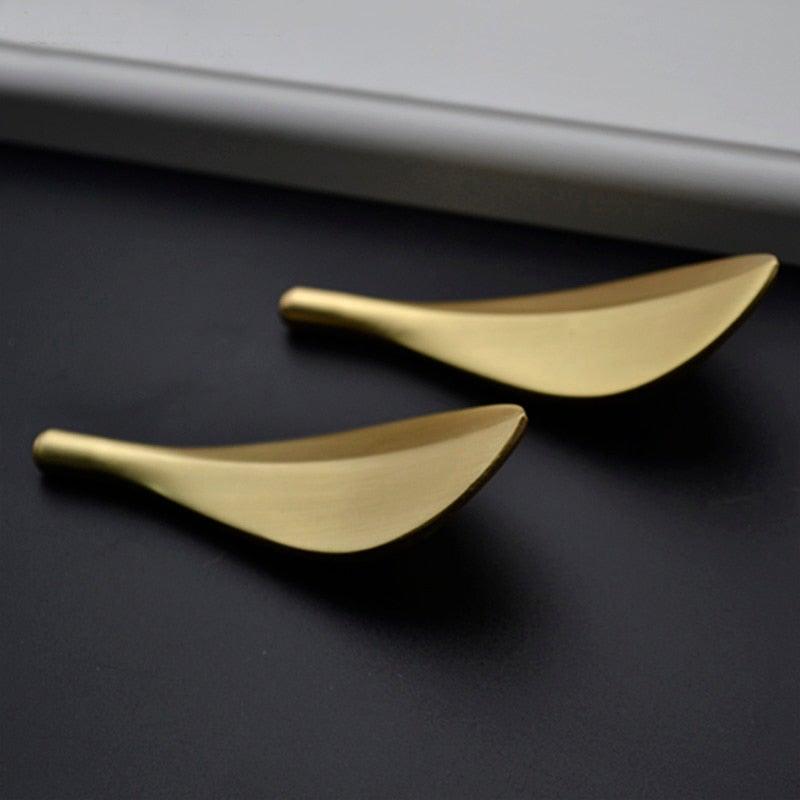 Nordic Style Solid Brass Gold Leaf Cabinet Knob