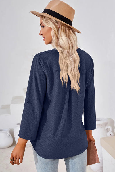 Notched Roll-Tab Sleeve T-Shirt - Korvel