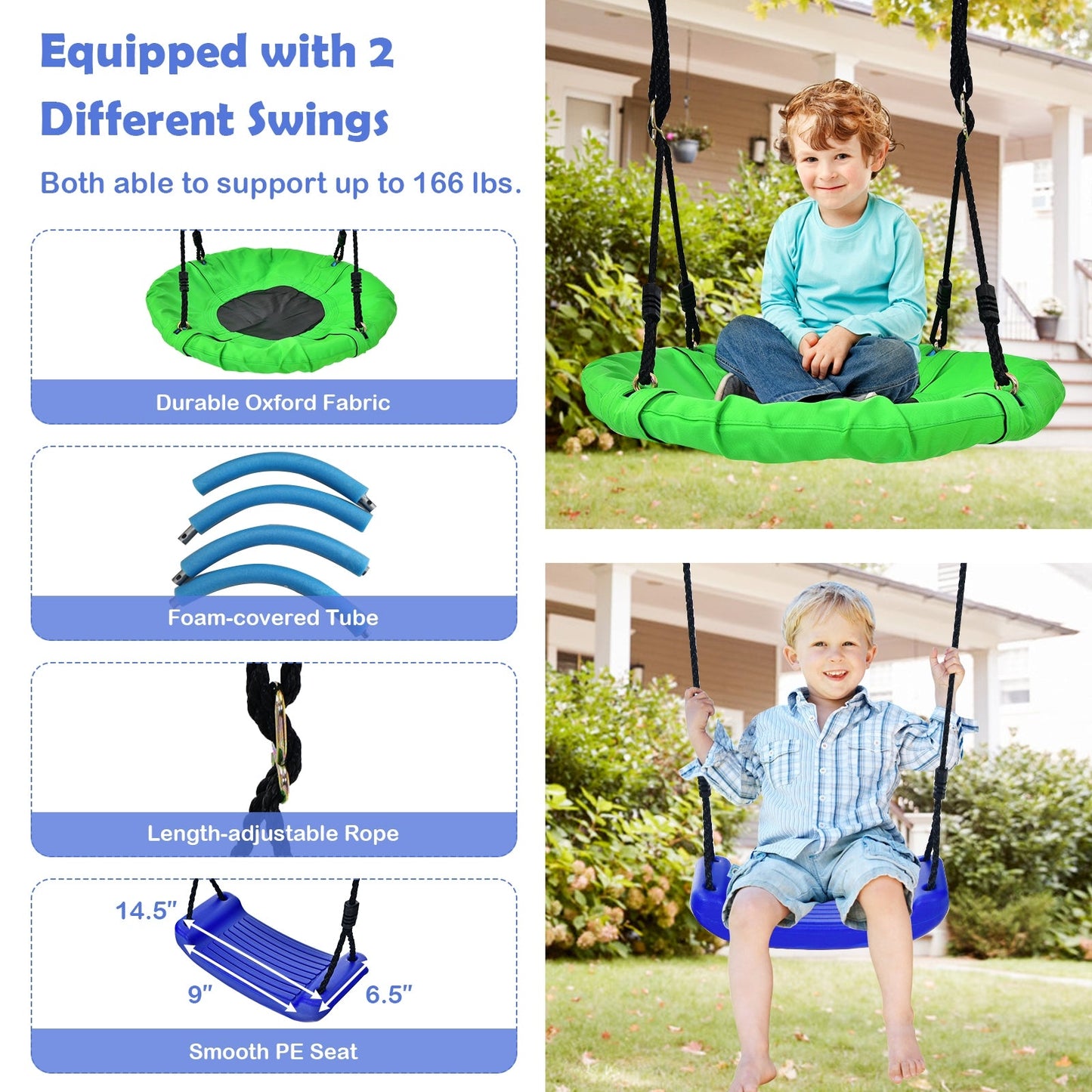 Set de Columpios para Niños 5 en 1 con Estructura en A