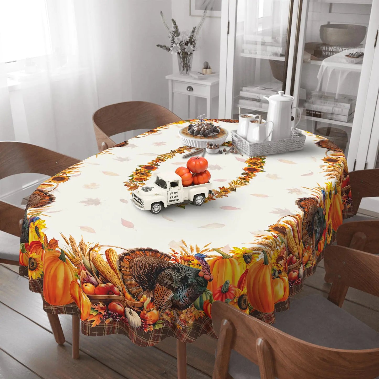 Nappe de récolte de Thanksgiving - Ovale 60x102 pouces