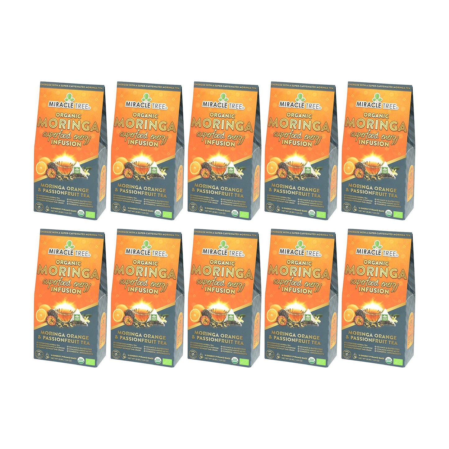 Thé énergisant Moringa avec orange et fruit de la passion