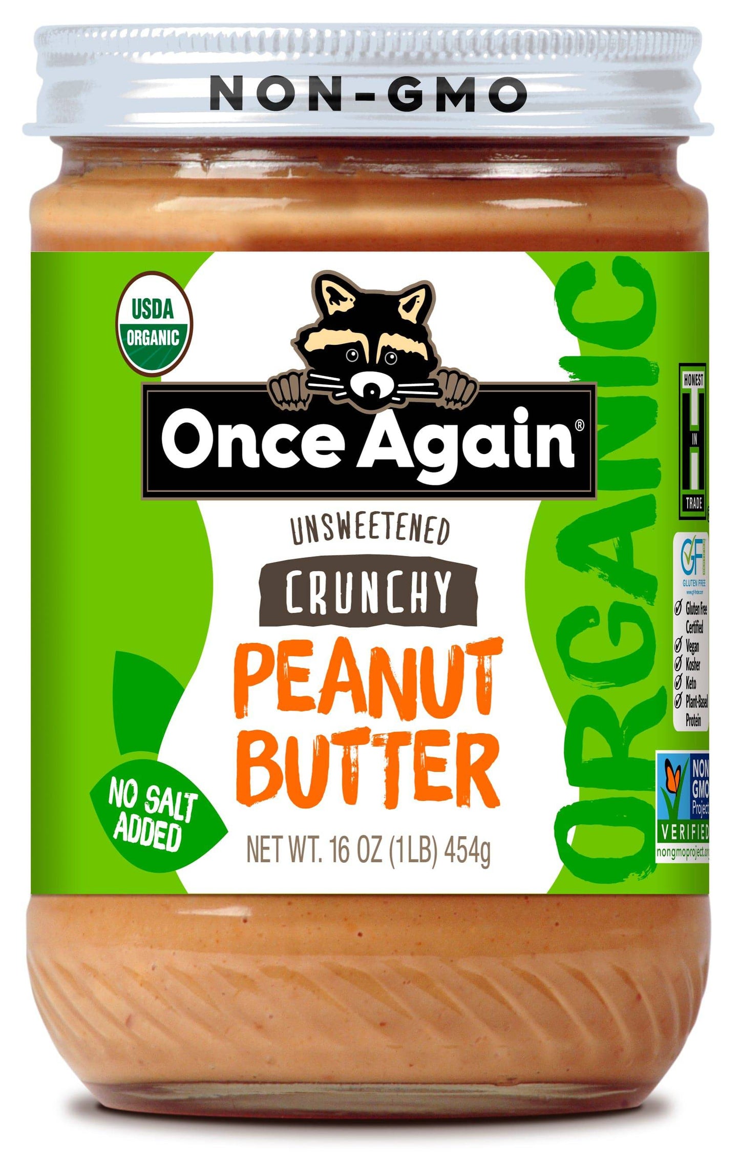 Mantequilla de Cacahuate Crujiente Orgánica, Sin Sal