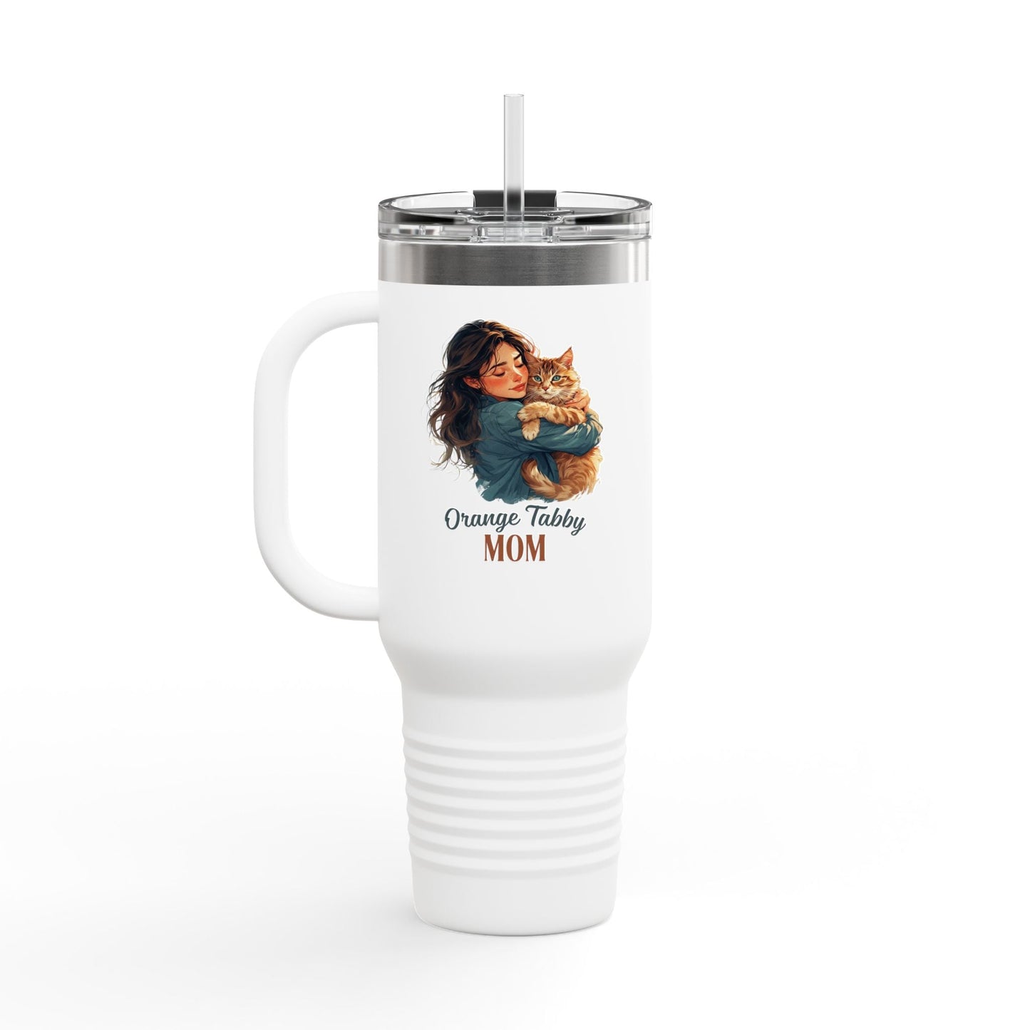 Taza de Viaje Aislada para Mamá Gato Tabby Naranja - 40oz