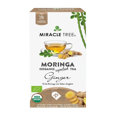 Té Orgánico de Moringa con Jengibre - 25 Bolsitas de Té Envueltas