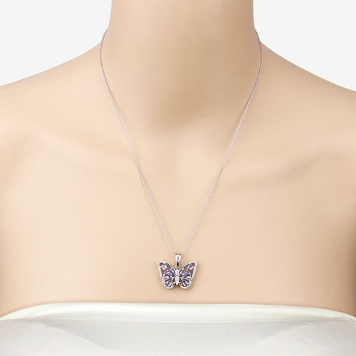 1.75 Carat Genuine Tanzanite & White Zircon Sterling Silver Pendant