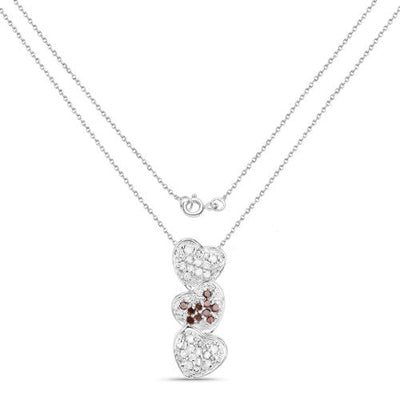 0.45 Carat Genuine Red and White Diamond Pendant in Sterling Silver