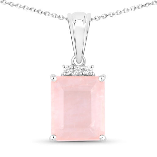 5.63 Carat Genuine Rose Quartz & White Topaz Pendant