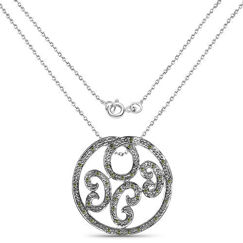 Pendentif en diamant vert véritable de 0,22 carat en argent sterling