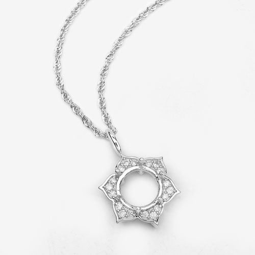 Colgante Semi Montado de Diamante Blanco de 0.14 Quilates en Oro Blanco de 14K