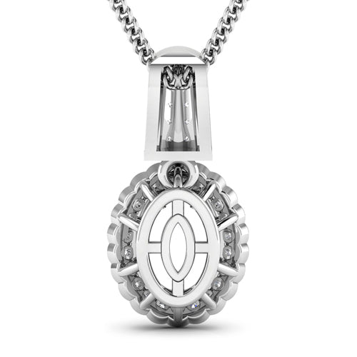 0.22 Carat Genuine White Diamond 14K White Gold Semi Mount Pendant