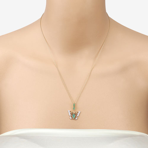 0.72 Carat Genuine Emerald & White Zircon Pendant in Sterling Silver