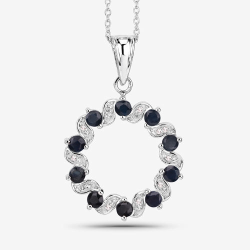 Colgante de Zafiro Azul de 1.30 Quilates y Topacio Blanco en Plata de Ley