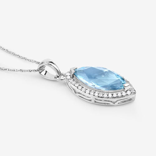 2.55 Carat Aquamarine and Diamond 14K White Gold Pendant