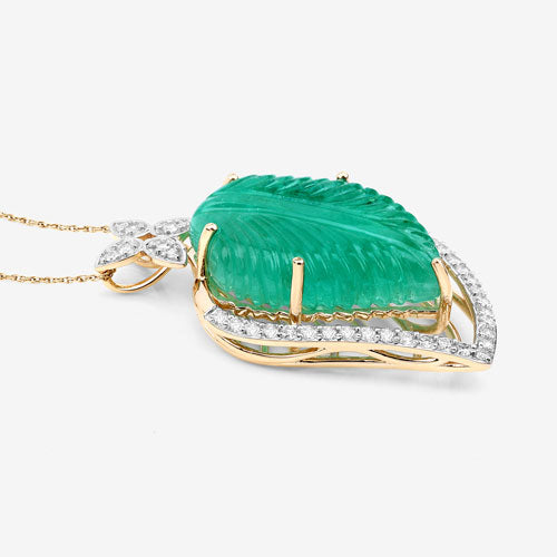 Colgante de Esmeralda Colombiana de 29.67 Quilates y Diamante en Oro de 14K