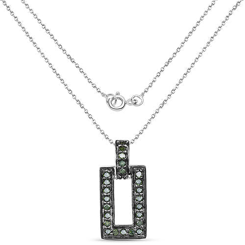 Pendentif en diamant vert véritable de 0,36 carat en argent sterling
