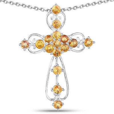 2.24 Carat Genuine Yellow Sapphire Pendant in Sterling Silver