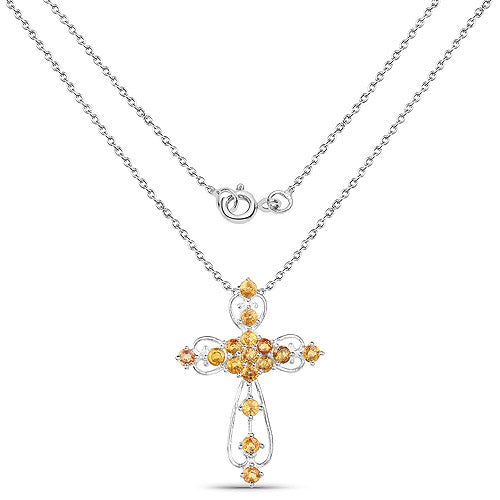2.24 Carat Genuine Yellow Sapphire Pendant in Sterling Silver