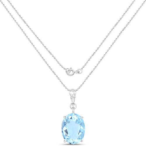 Pendentif en topaze bleue suisse véritable de 11,25 carats en argent sterling