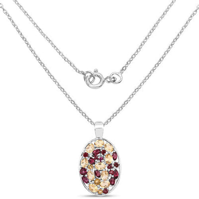 2.88 Carat Genuine Citrine and Rhodolite Sterling Silver Pendant