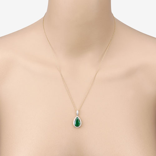 IGI Certified 3.22 Carat Zambian Emerald & Diamond 14K Gold Pendant