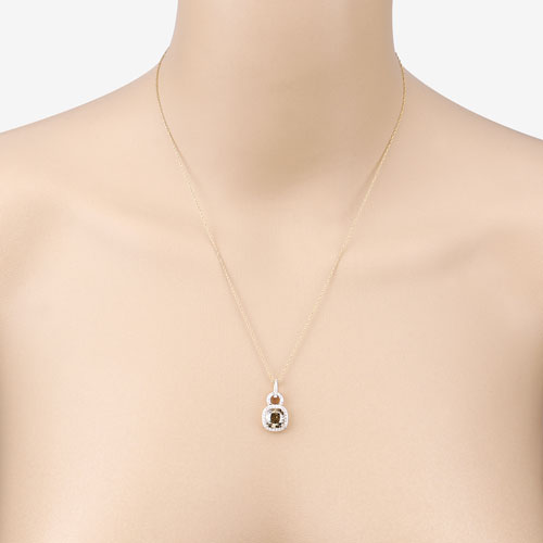 Colgante de Diamante Marrón Certificado IGI de 2.50 Quilates en Oro Amarillo de 18K
