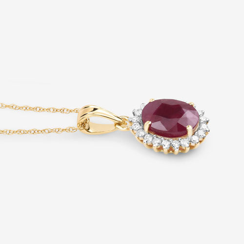 Colgante de Rubí y Diamante Blanco de 1.60 Quilates en Oro Amarillo de 10K