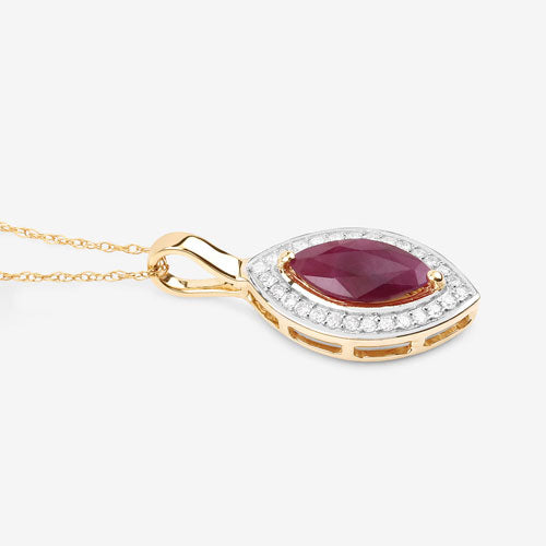 Colgante de Rubí y Diamante de 1.52 Quilates en Oro Amarillo de 10K