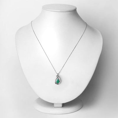 1.18 Carat Genuine Zambian Emerald and White Diamond Pendant in 10K White Gold