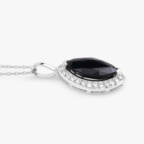 Pendentif en saphir bleu véritable de 2,29 carats et diamants blancs en or blanc 10K