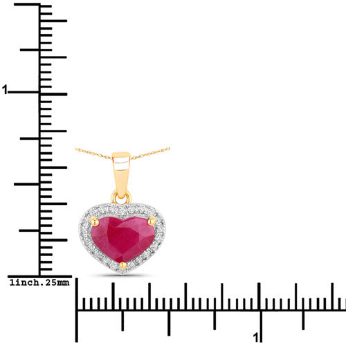 2.08 Carat Genuine Ruby and White Diamond Pendant in 14K Yellow Gold