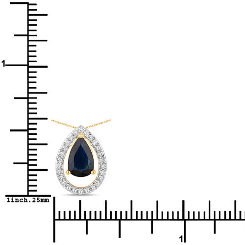 Pendentif en or jaune 14K avec saphir bleu de 1,15 carat et diamants