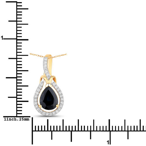 1.48 Carat Blue Sapphire and Diamond 14K Yellow Gold Pendant