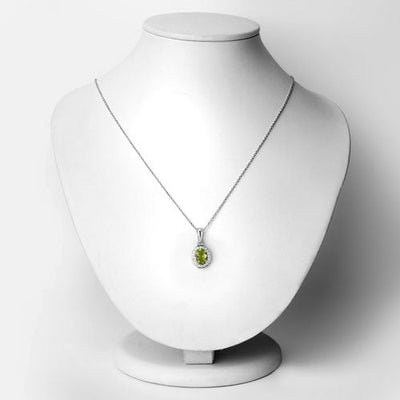 1.90 Carat Genuine Peridot & Lab Grown Diamond Pendant