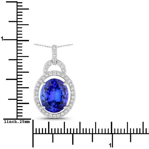 Colgante de Tanzanita y Diamante Blanco de 4.06 Quilates en Oro Blanco de 14K