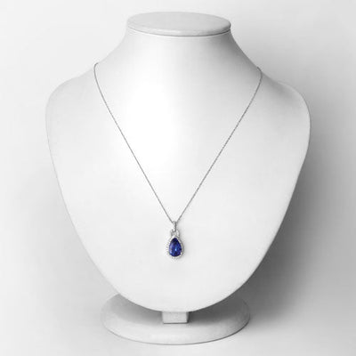 Colgante de Tanzanita y Diamante Blanco de 3.49 Quilates en Oro Blanco de 14K