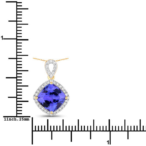 Pendentif en or 14K avec tanzanite et diamant de 2,54 carats