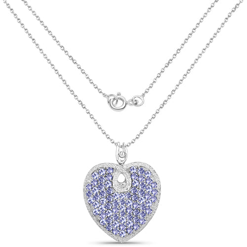 6.17 Carat Genuine Tanzanite Sterling Silver Heart Pendant